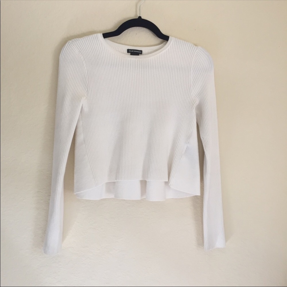 Club Monaco cropped white sweater